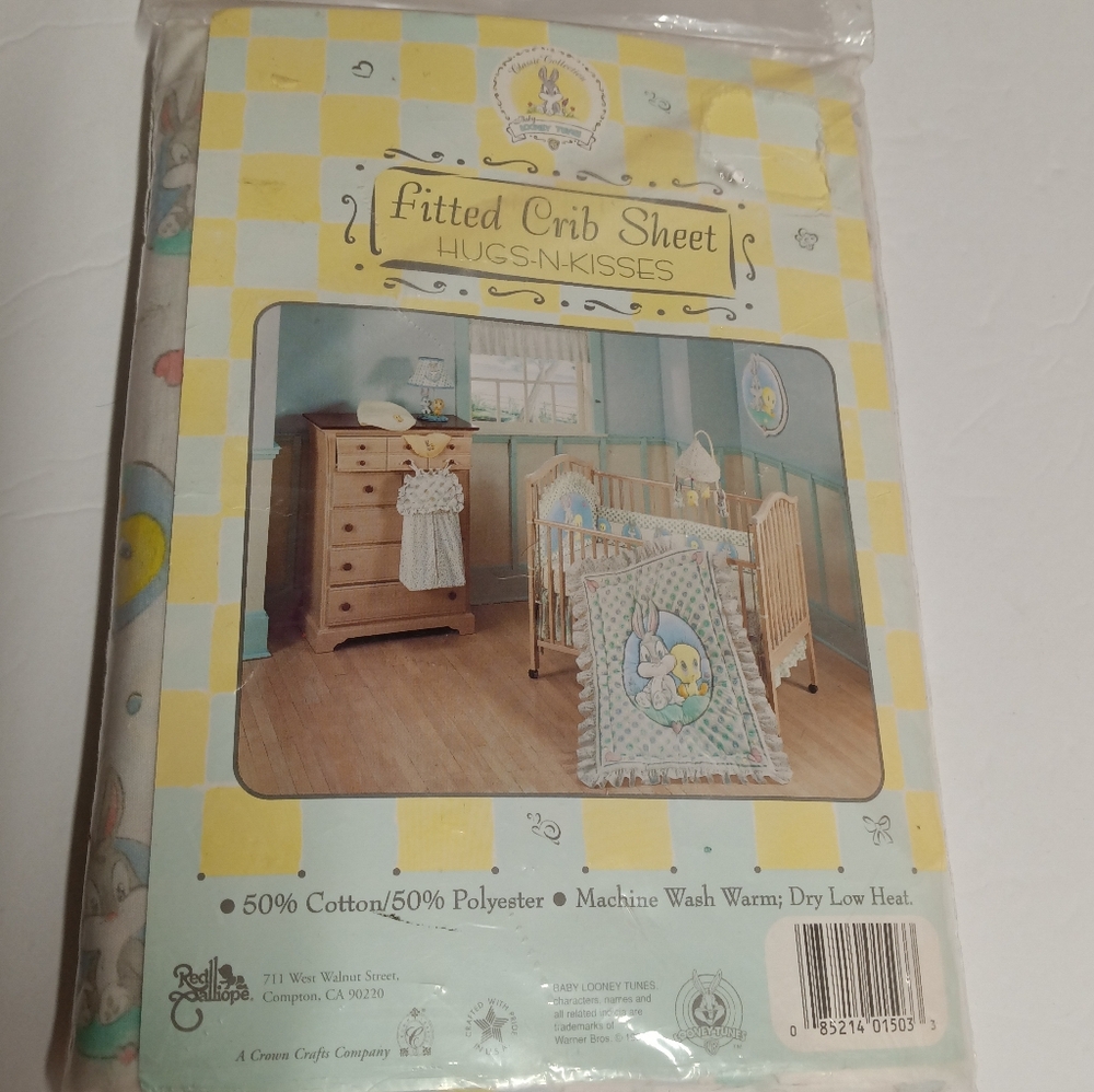 NIP Bugs&Tweety Crib Sheet Looney Tunes Baby Tweety Bird & Baby Bugs Bunny